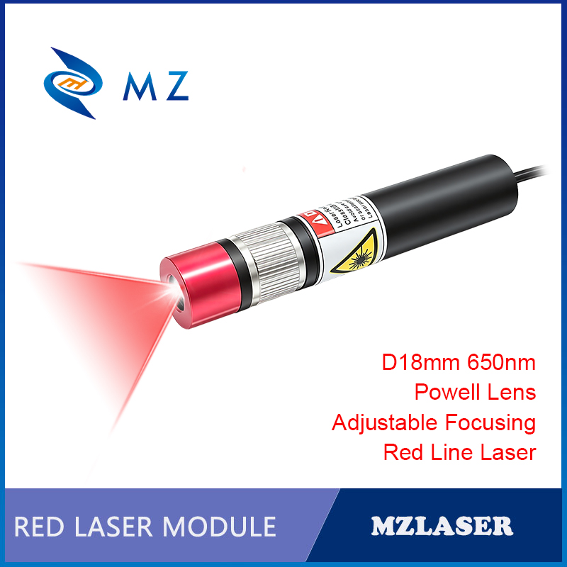 Industrial Laser Line Generator - Powell Lens Adjustable Focusing D18mm 650nm